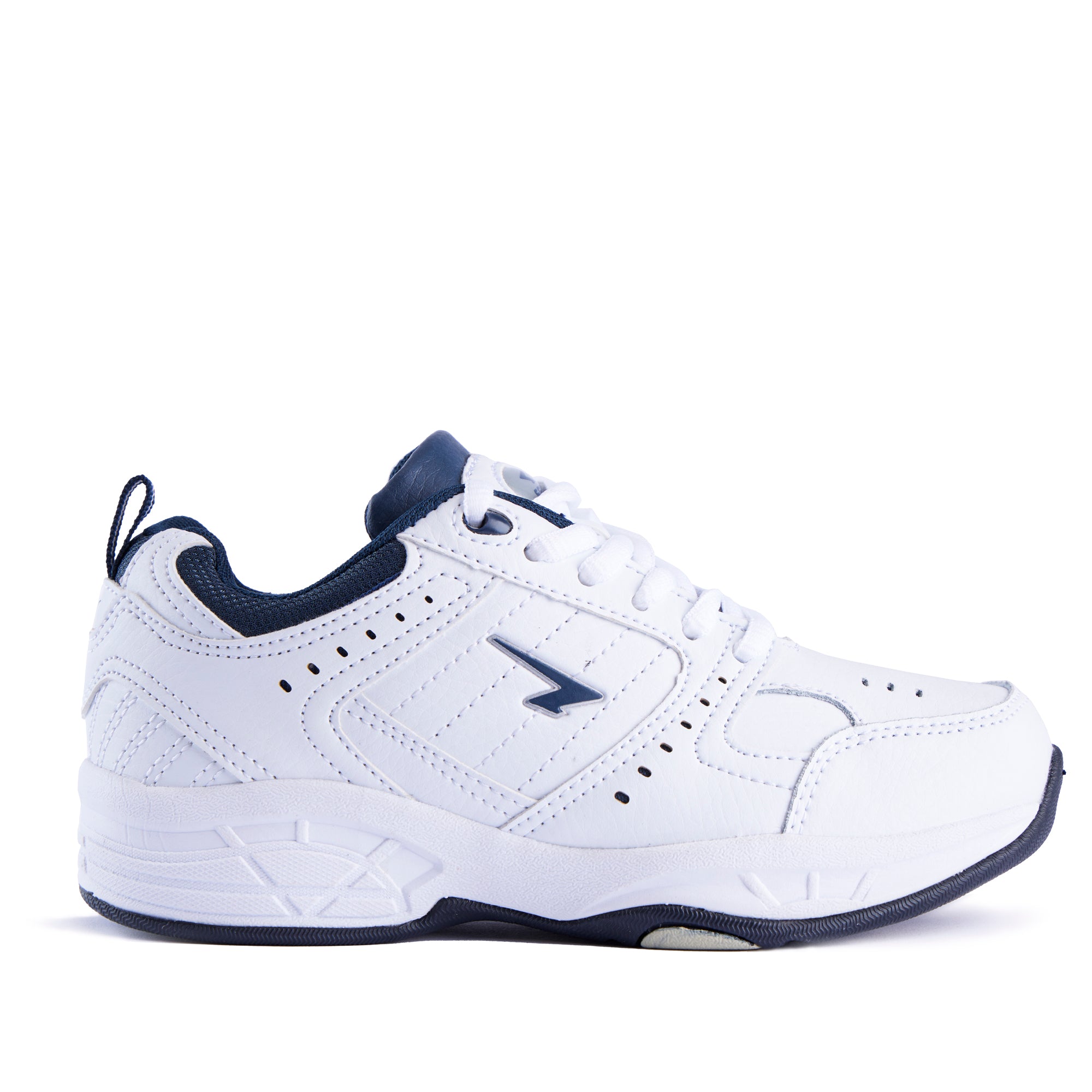 Defy Junior Leather Lace Up Cross Trainer - White Navy