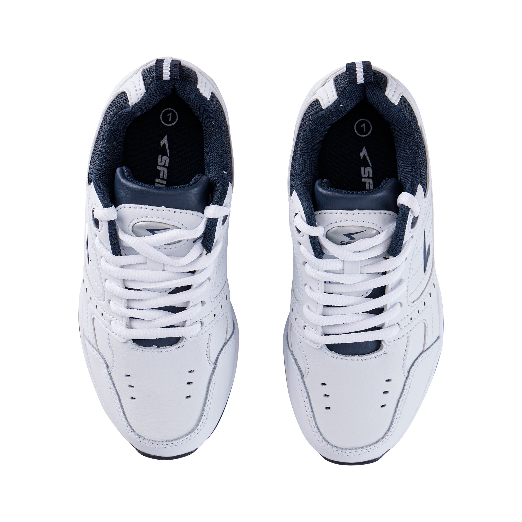 Defy Junior Leather Lace Up Cross Trainer - White Navy