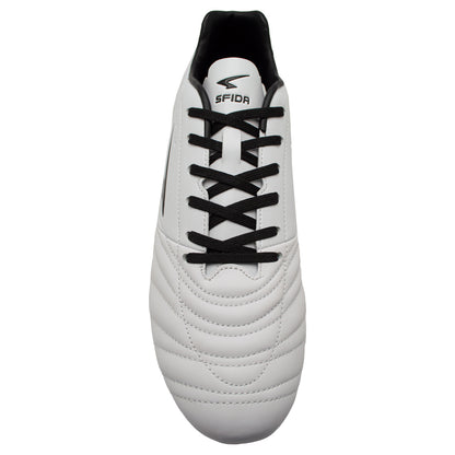 Elite Senior Leather Football Boots - White/Black