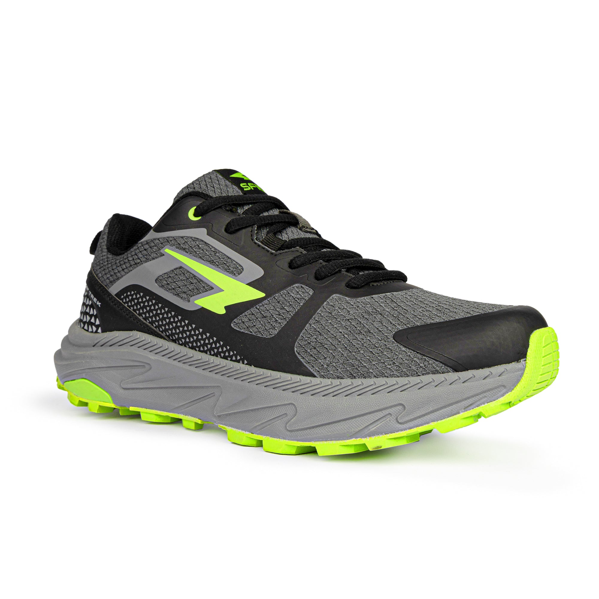 Peak Men's Trail Runners - Grey/Black/Green