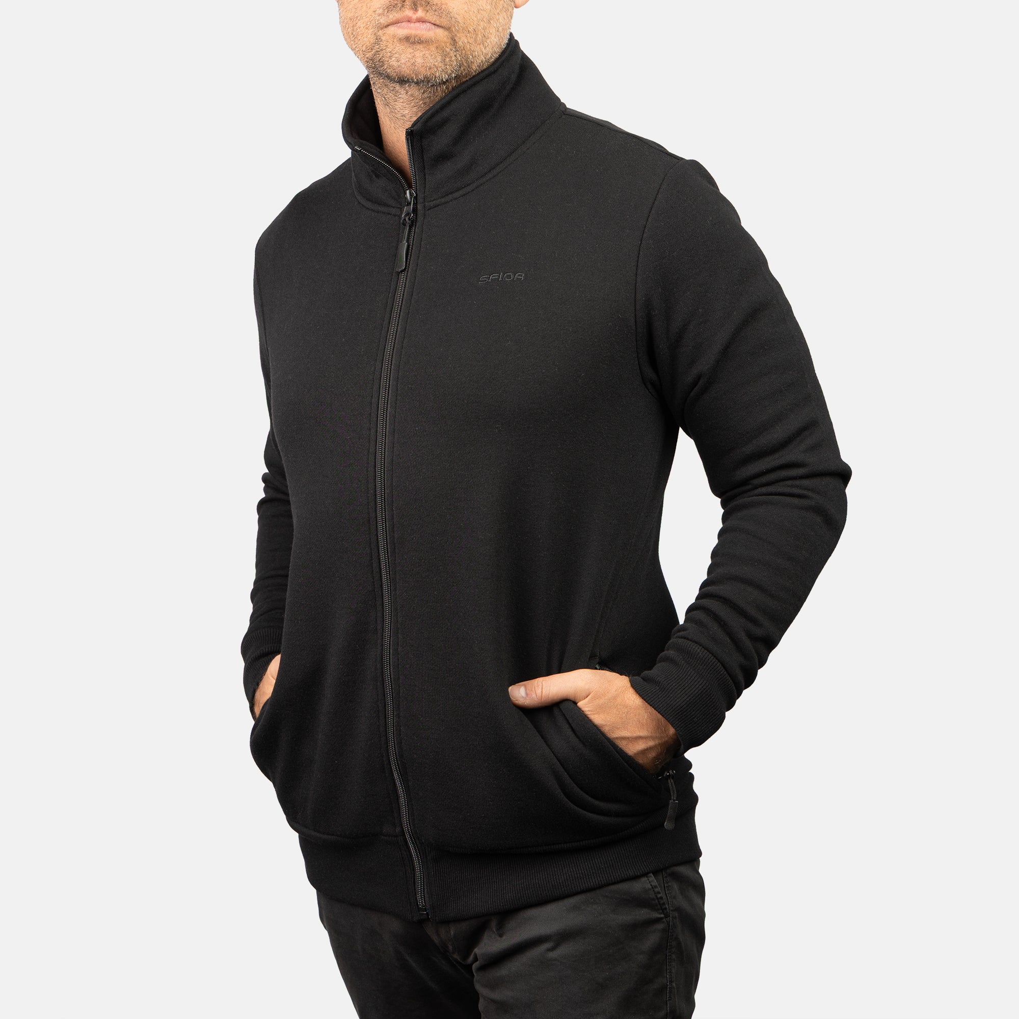 Perry Mens Full Zip Stand Collar Jacket - Black