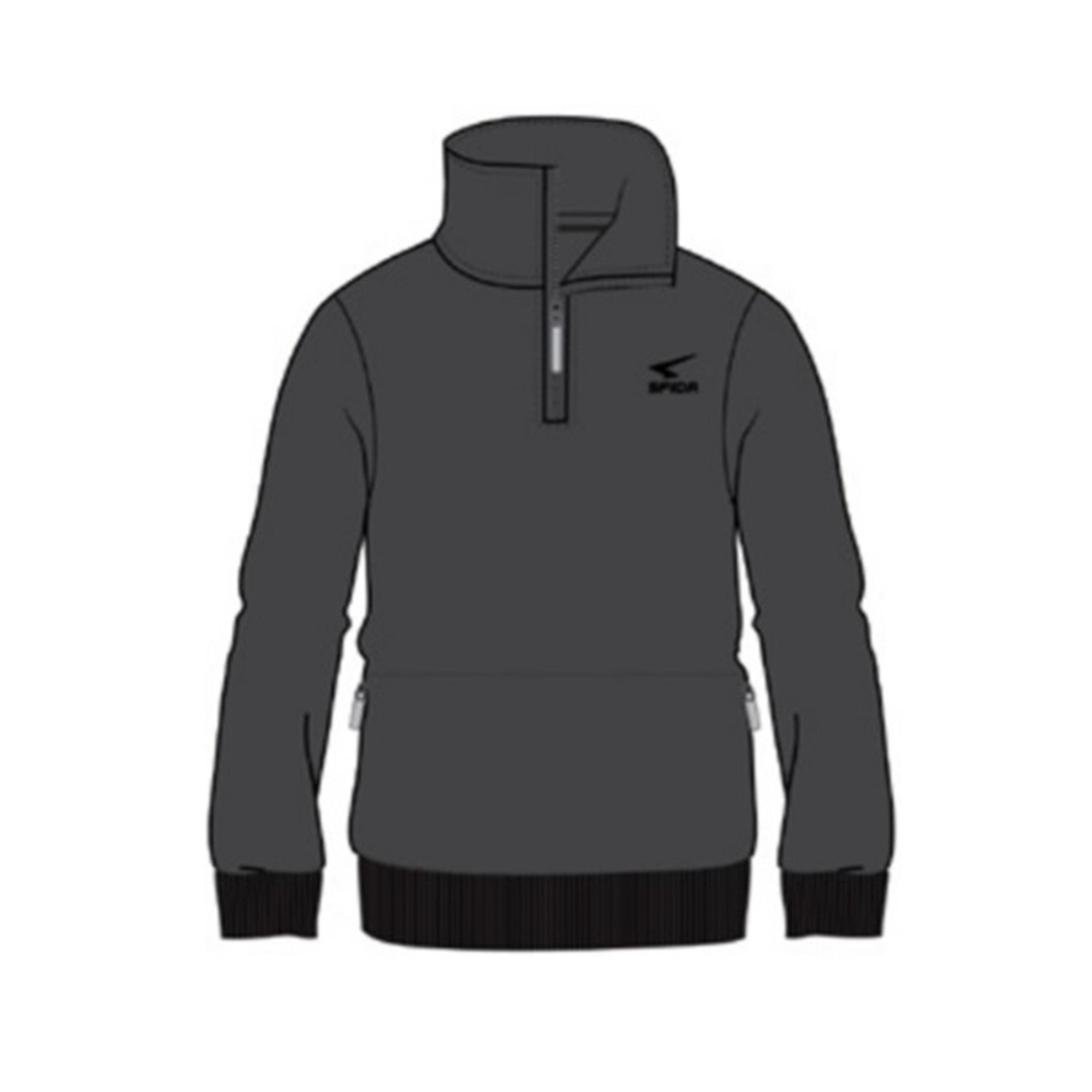 Sebastian Mens Neck Zip Sweat - Charcoal Marle