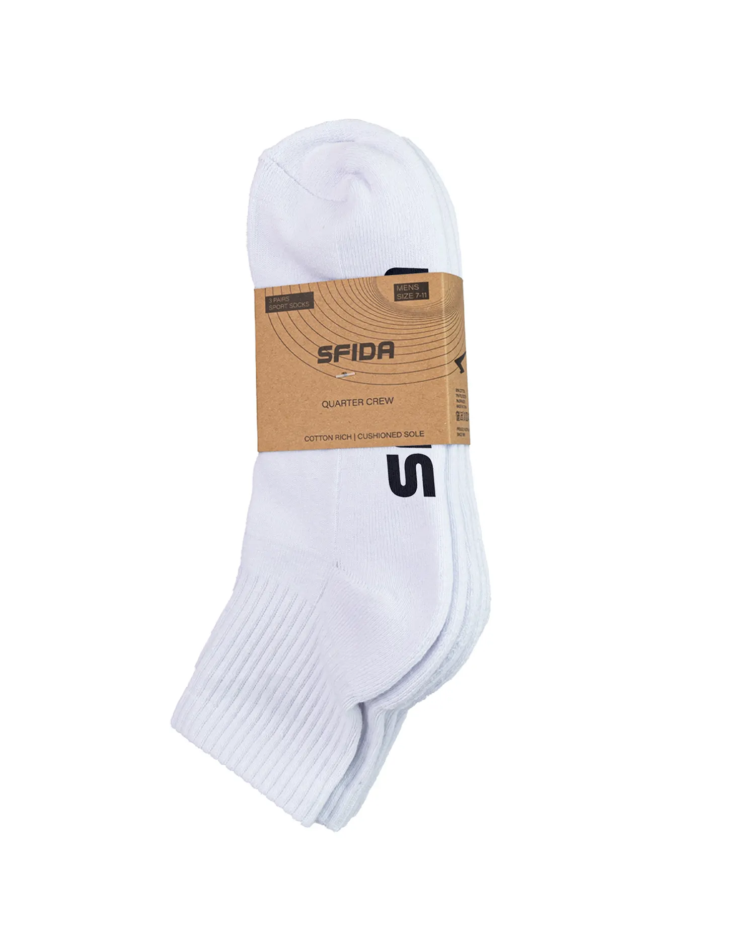 Kid's Quarter Crew White - 3 Pair Pack