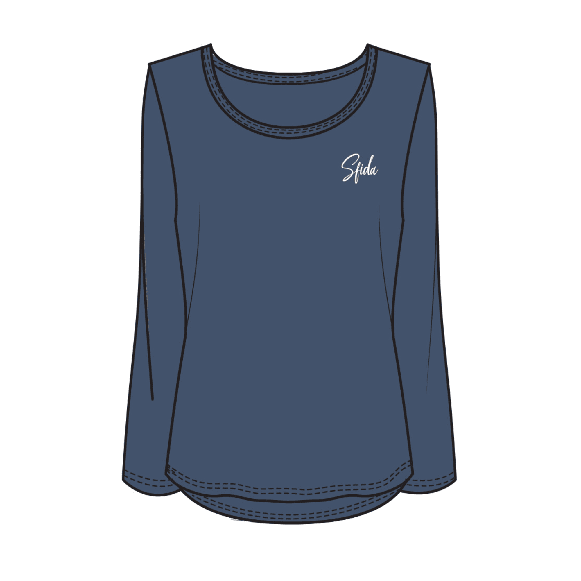 Alexis Ladies L/S Top - Blue Indigo with sfida logo