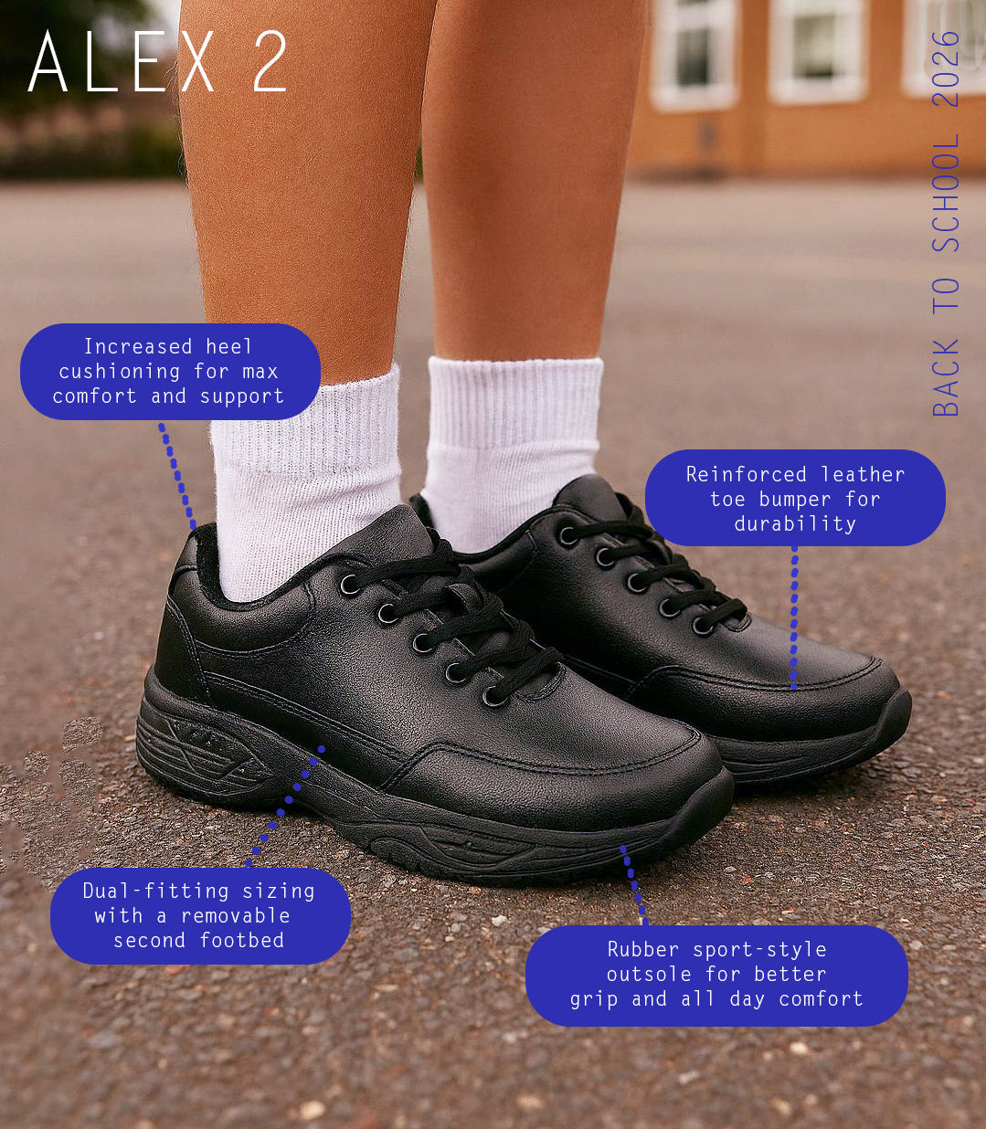 Alex 2 Senior Leather Lace Up School Shoe - Black