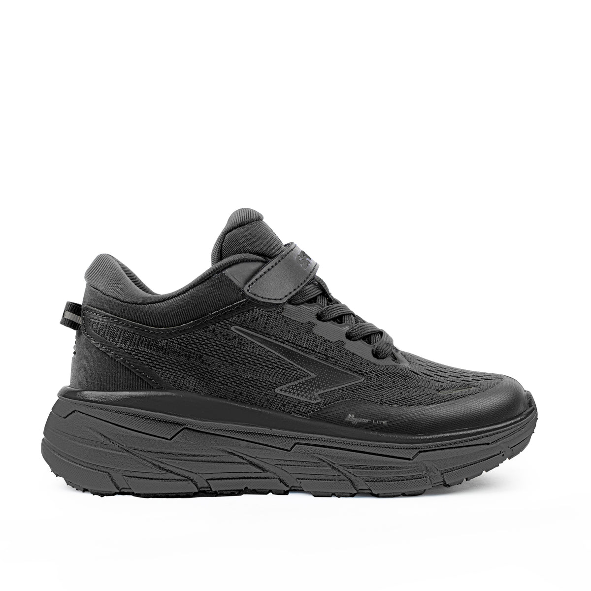 Axion V Strap Junior School Runner - Black/Black
