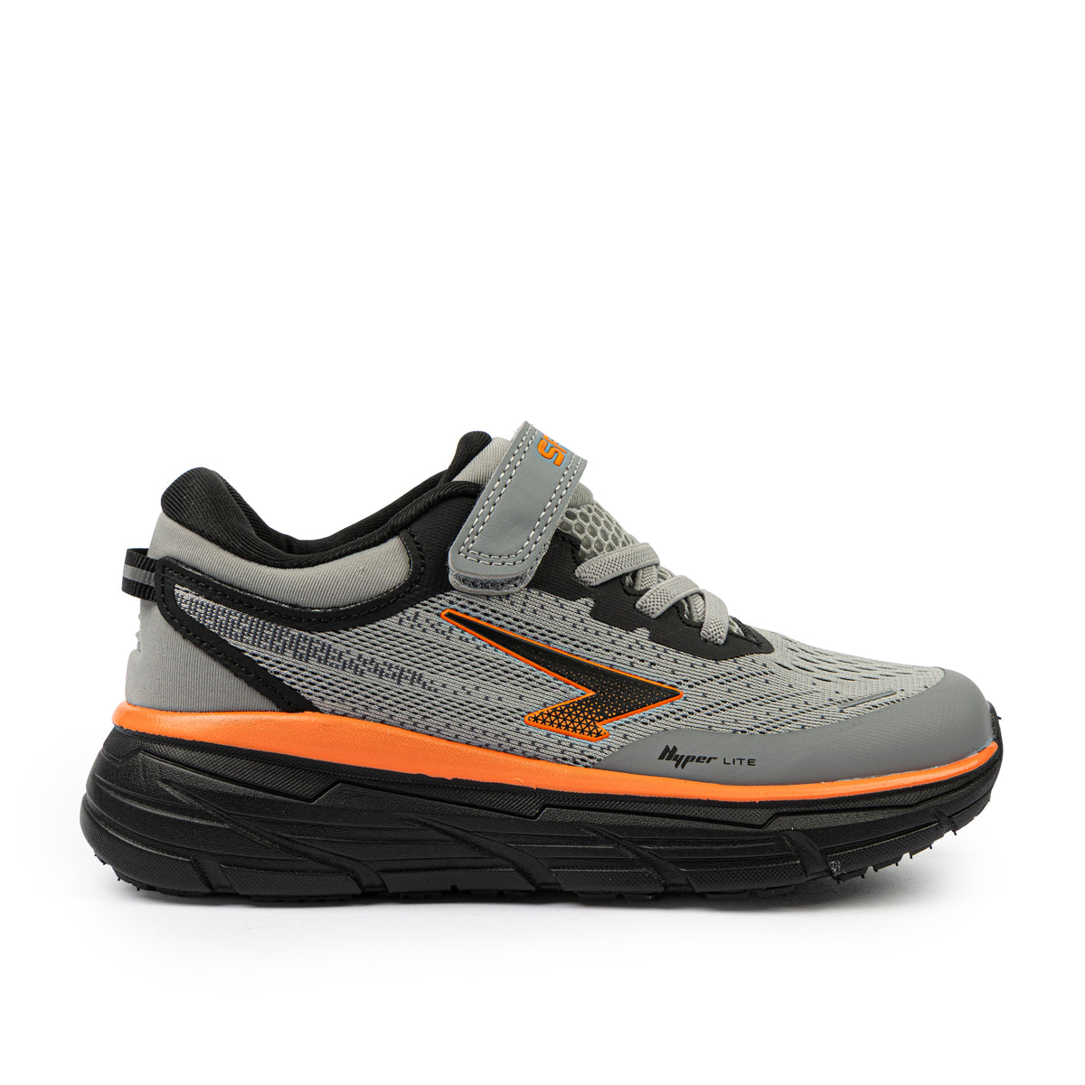 Axion V Strap Boys Runner - Grey/Black/Orange