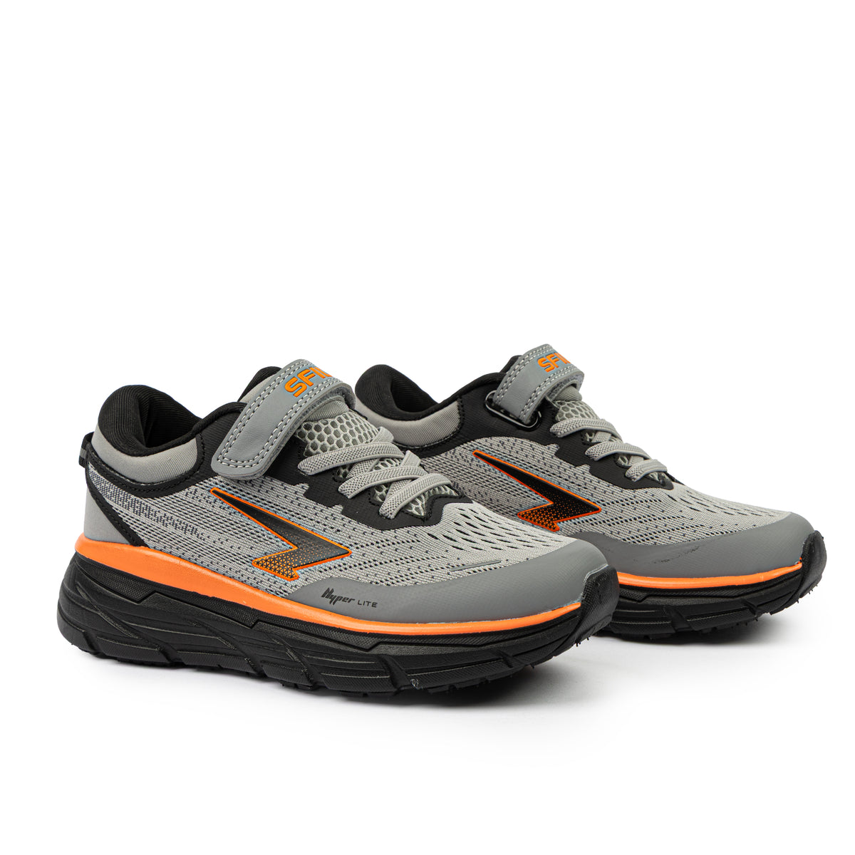 Axion V Strap Boys Runner - Grey/Black/Orange