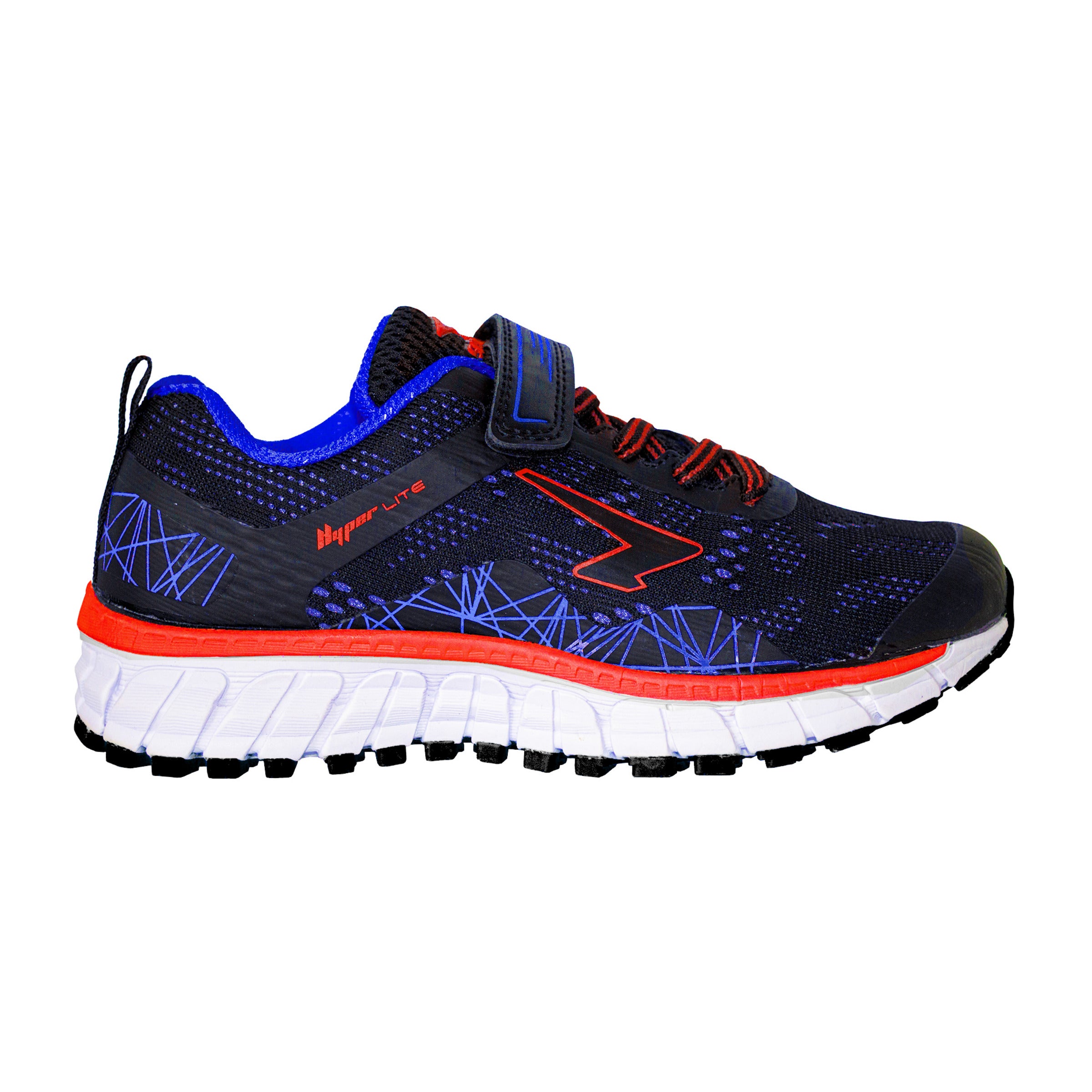 Cosmic Boys V-strap Runner - Black/Royal/Red Black running shoe with blue and red sfida logo