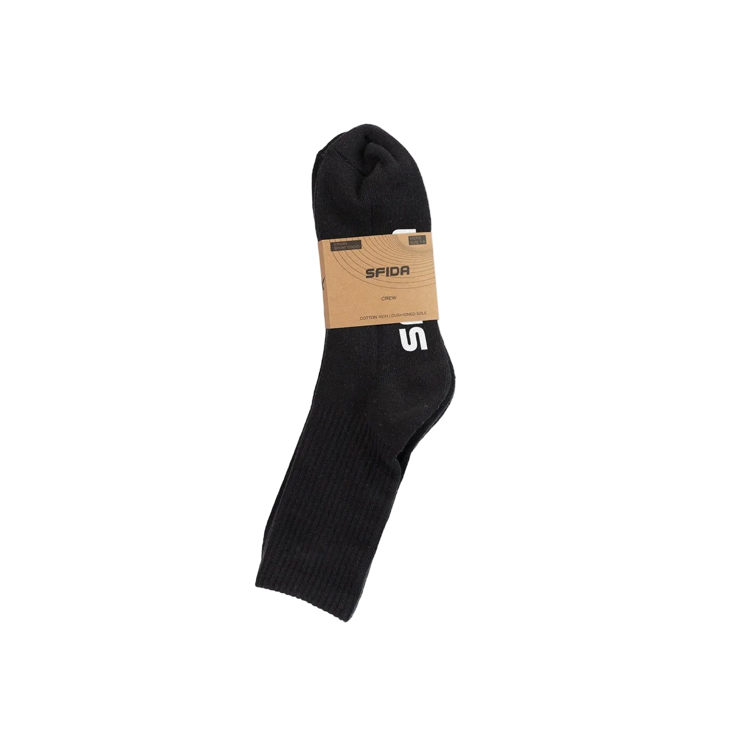 Kid's Crew Socks Black - 3 Pair Pack