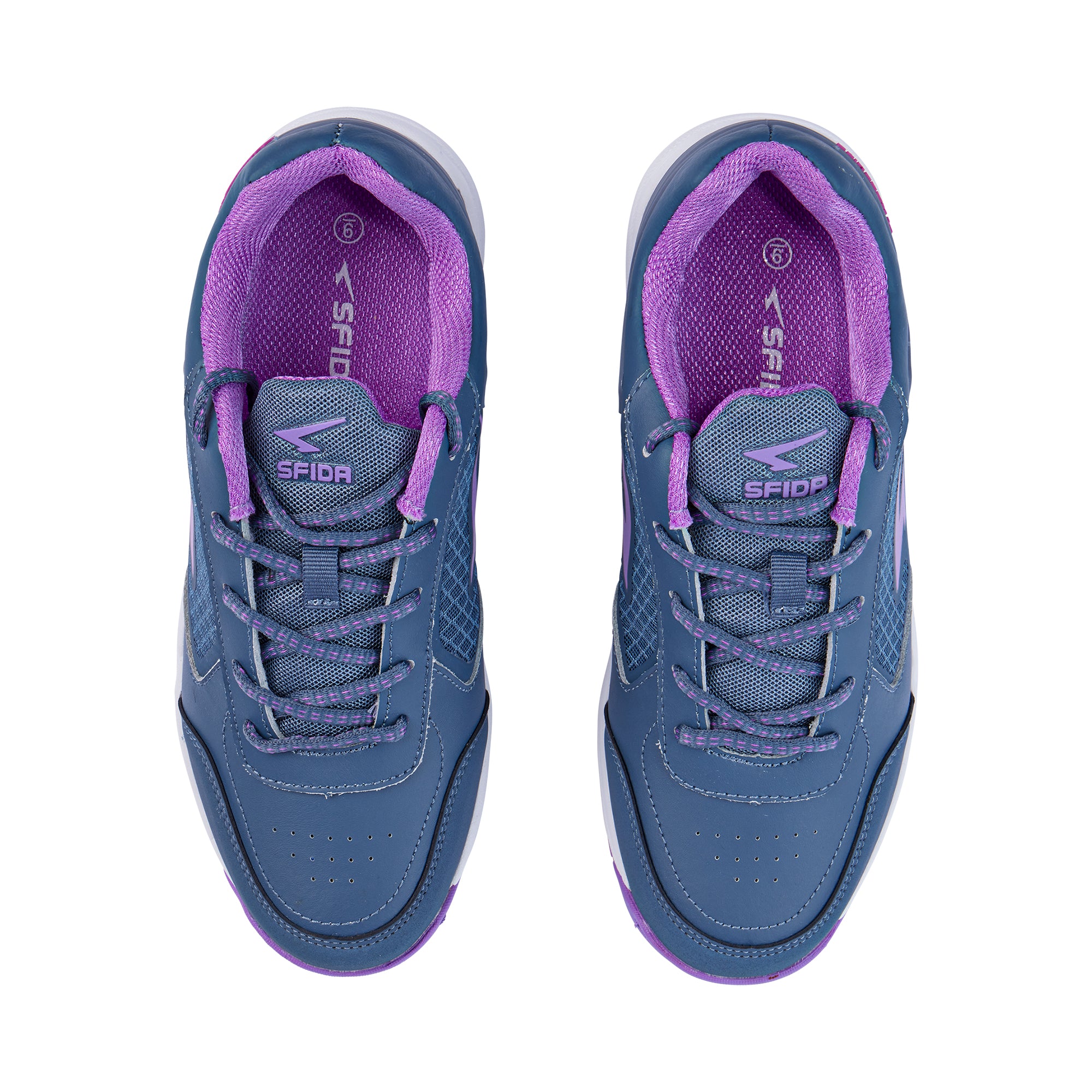 Defend Junior Netball Shoes - Steel/Purple