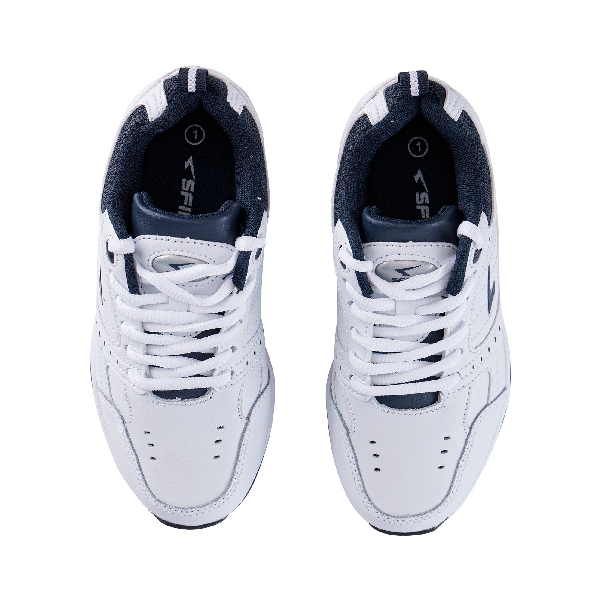 Defy Junior Leather Lace Up Cross Trainer   - White Navy