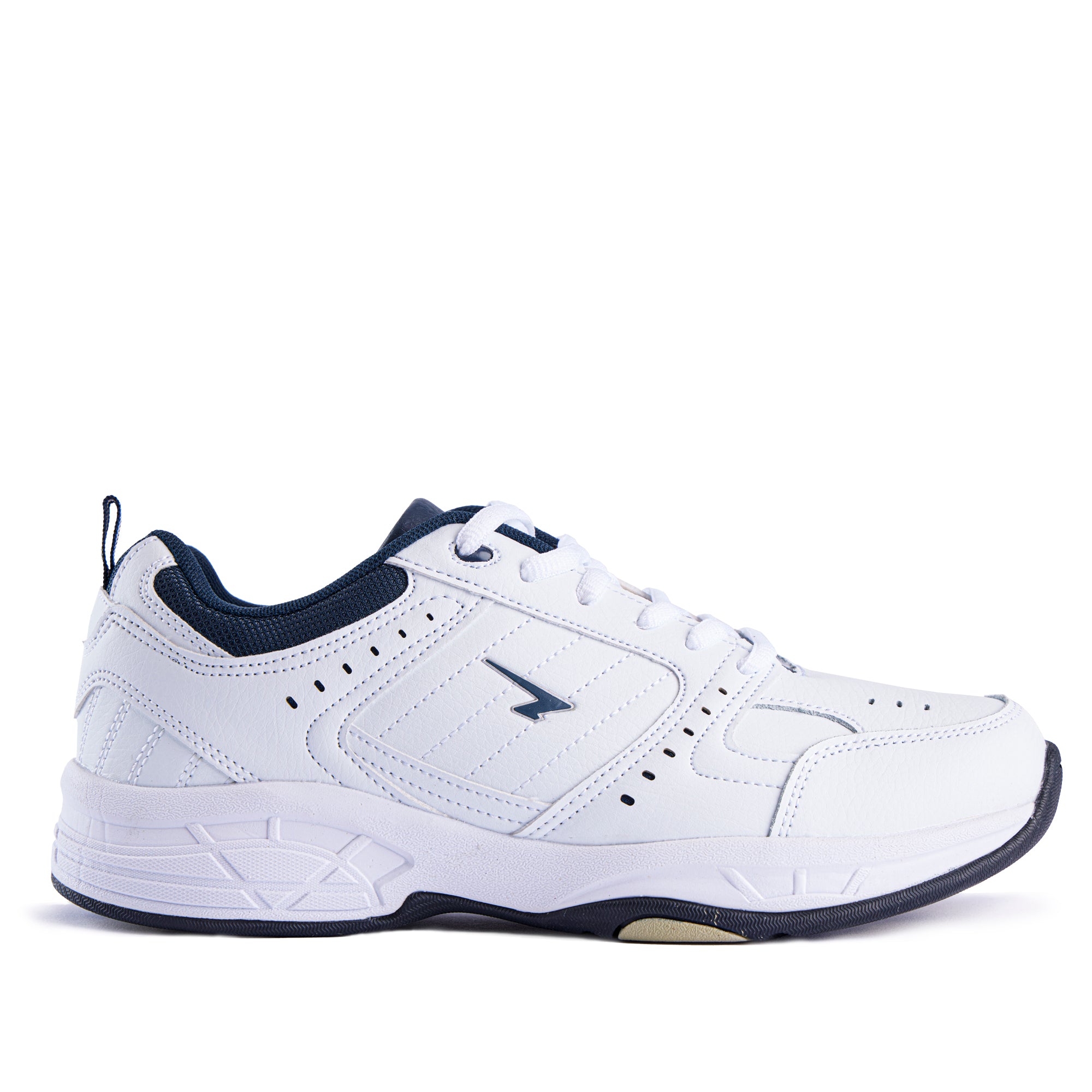 Defy Senior Leather Lace Up Cross Trainer - White Navy