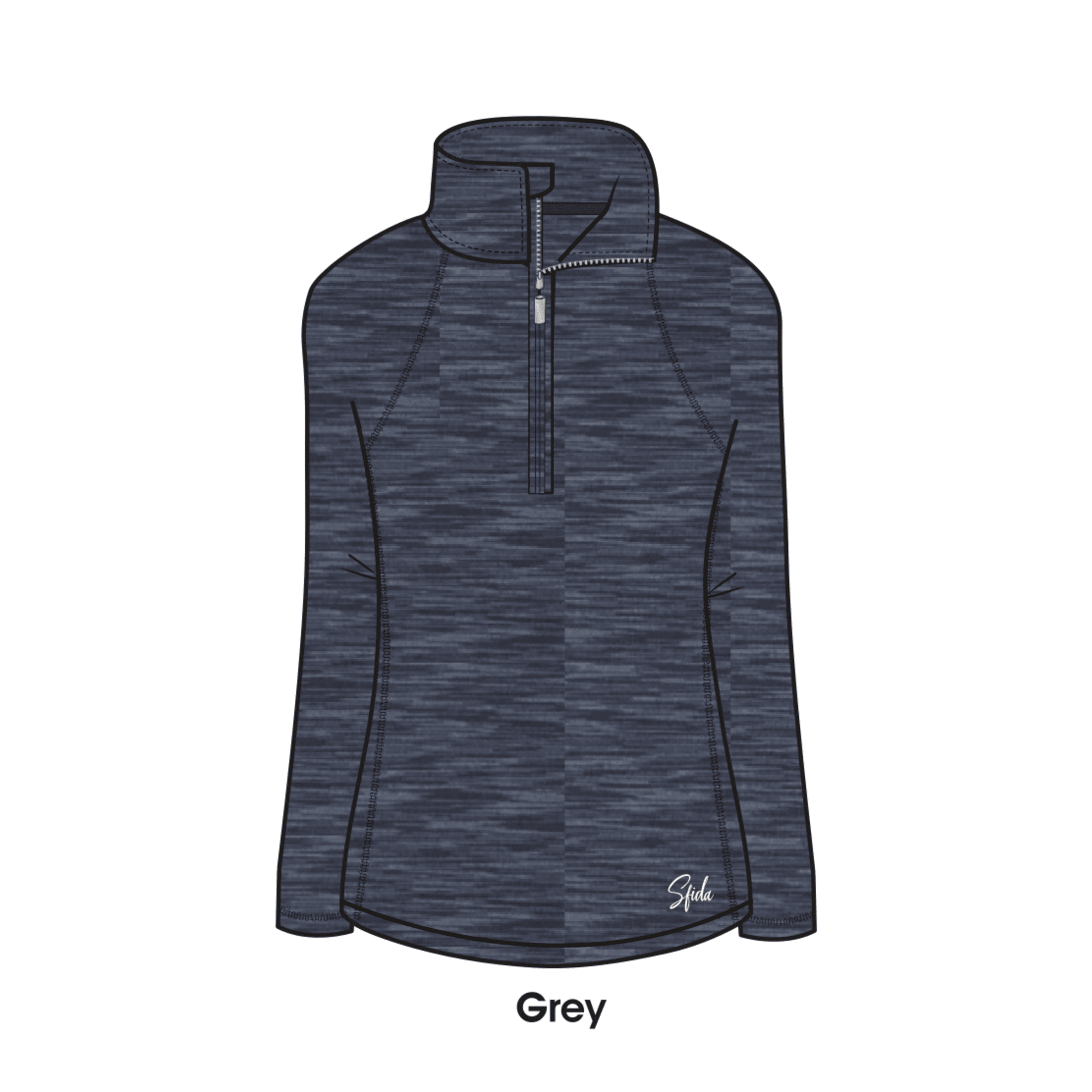 Gisele Ladies L/S 1/4 Zip TOP - Blue half pull over zipper