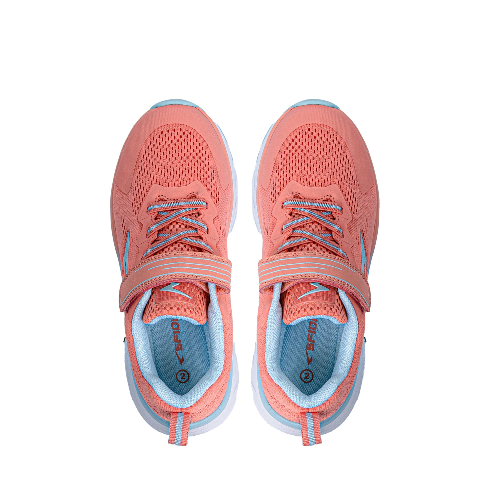 Kai Girl's Runners V Strap - Peach/Blue