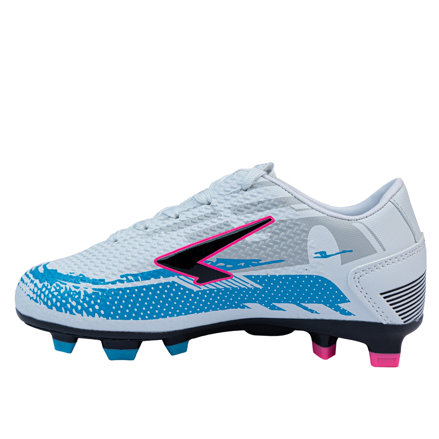 Knight XTR Junior Football Boots - White/Sky/Pink