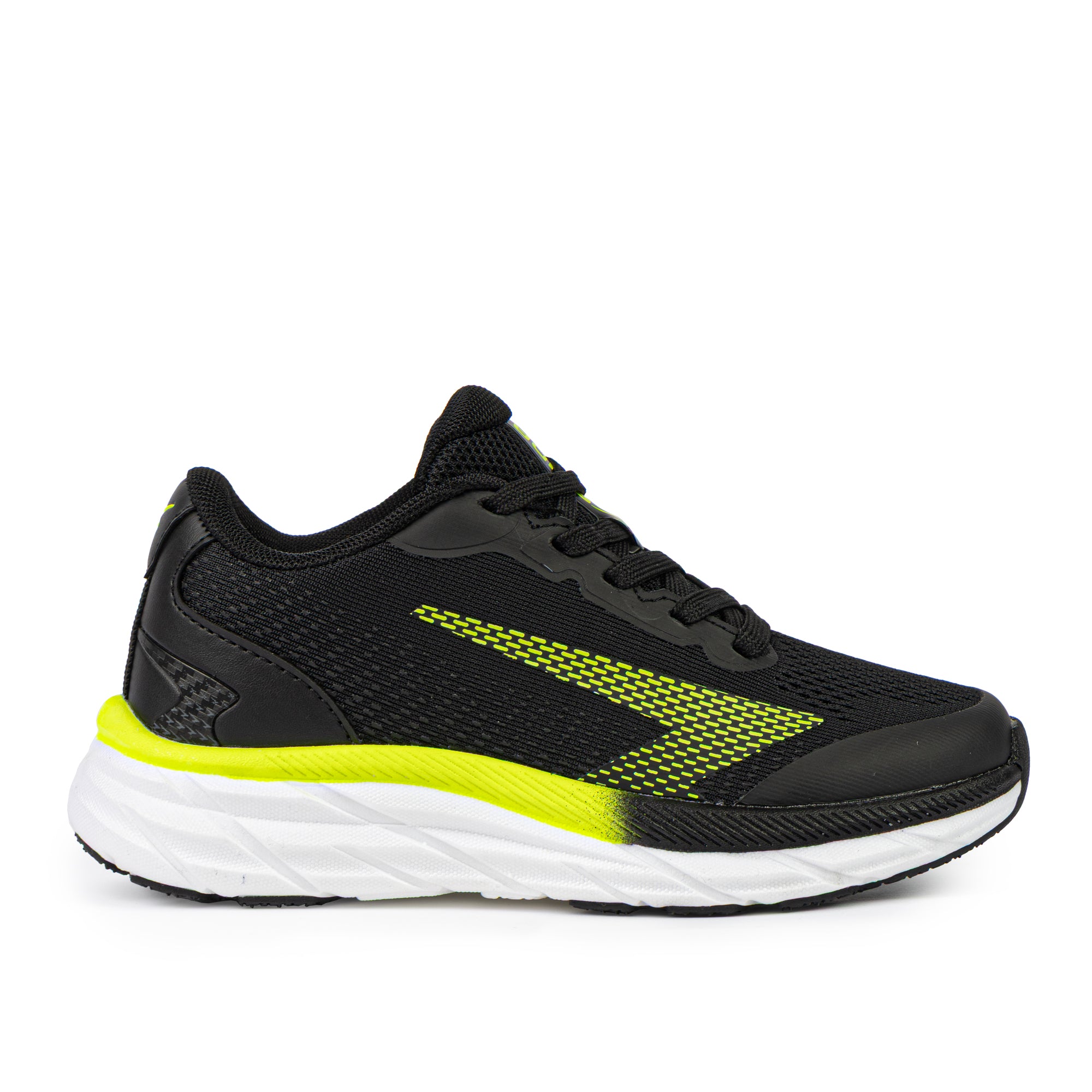 Tempo Boys Lace Up Runner - Black/Lime