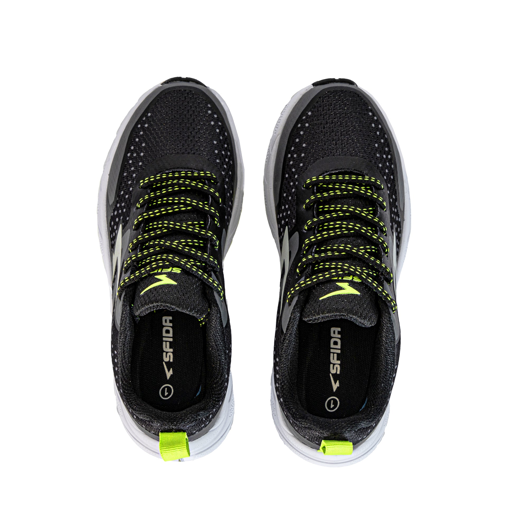 Vario Boy's Lace Up Runners - Black/Lime