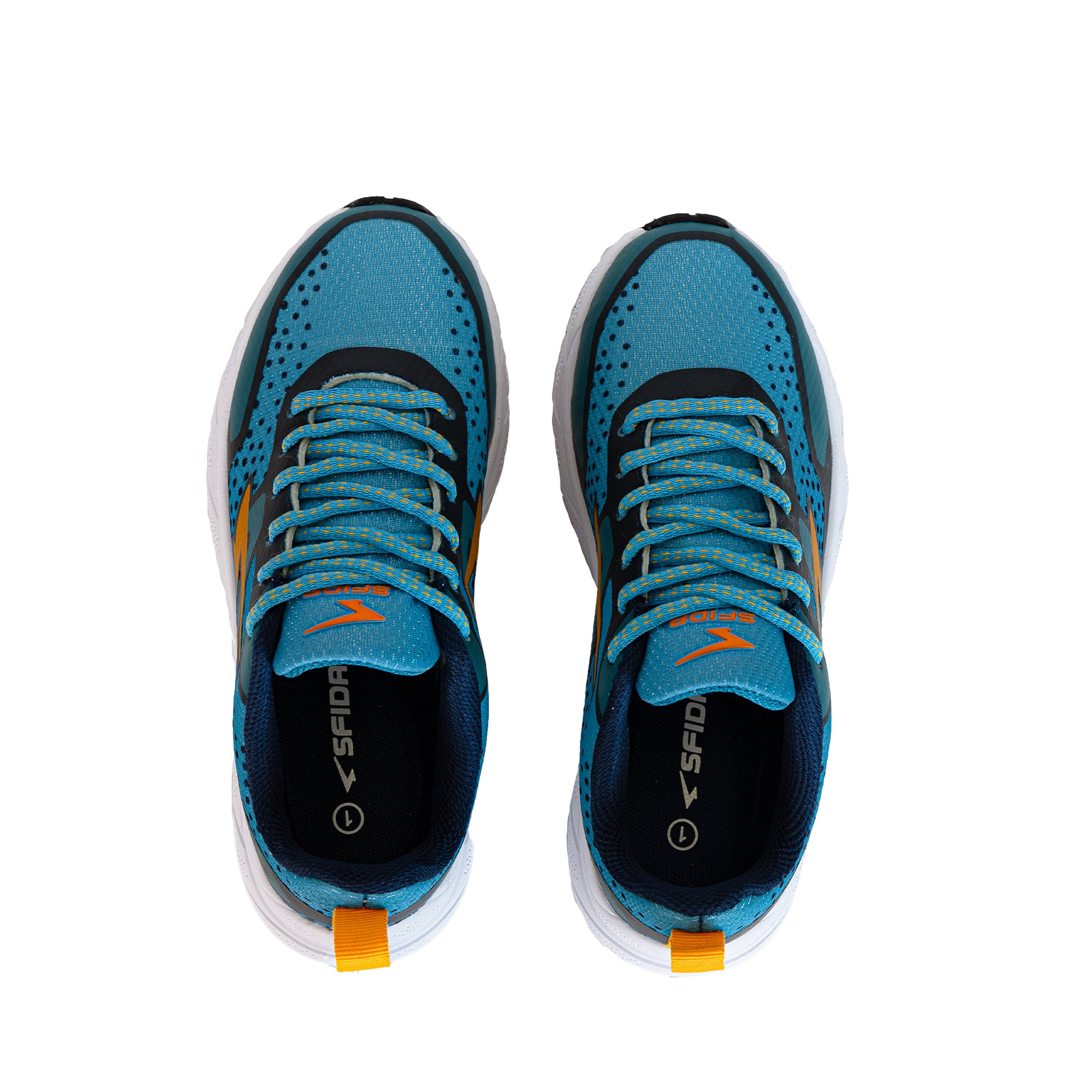 Vario Boy's Lace Up Runners - Denim/Orange