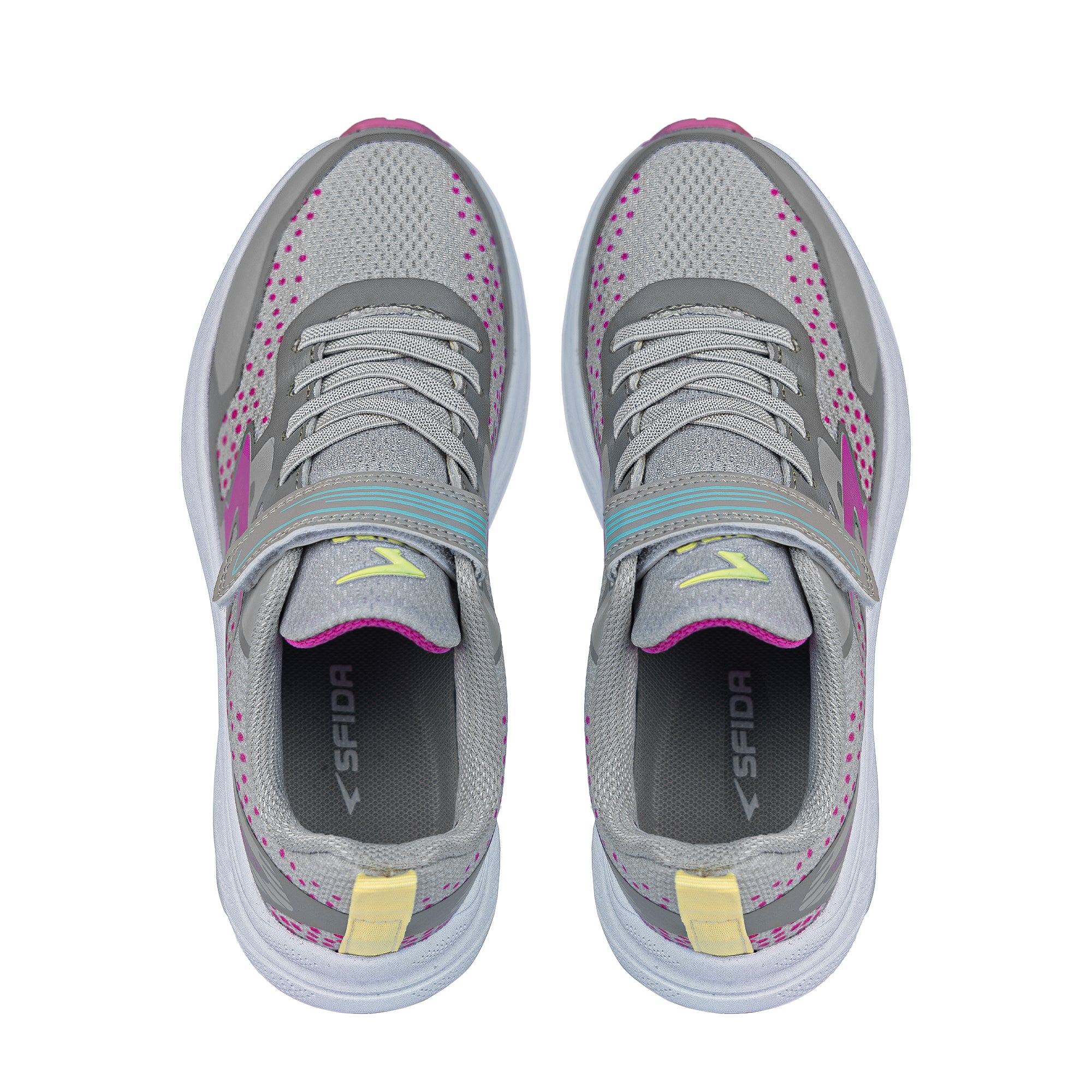 Vario Girl's Runners V Strap - Light Grey/Fuchsia