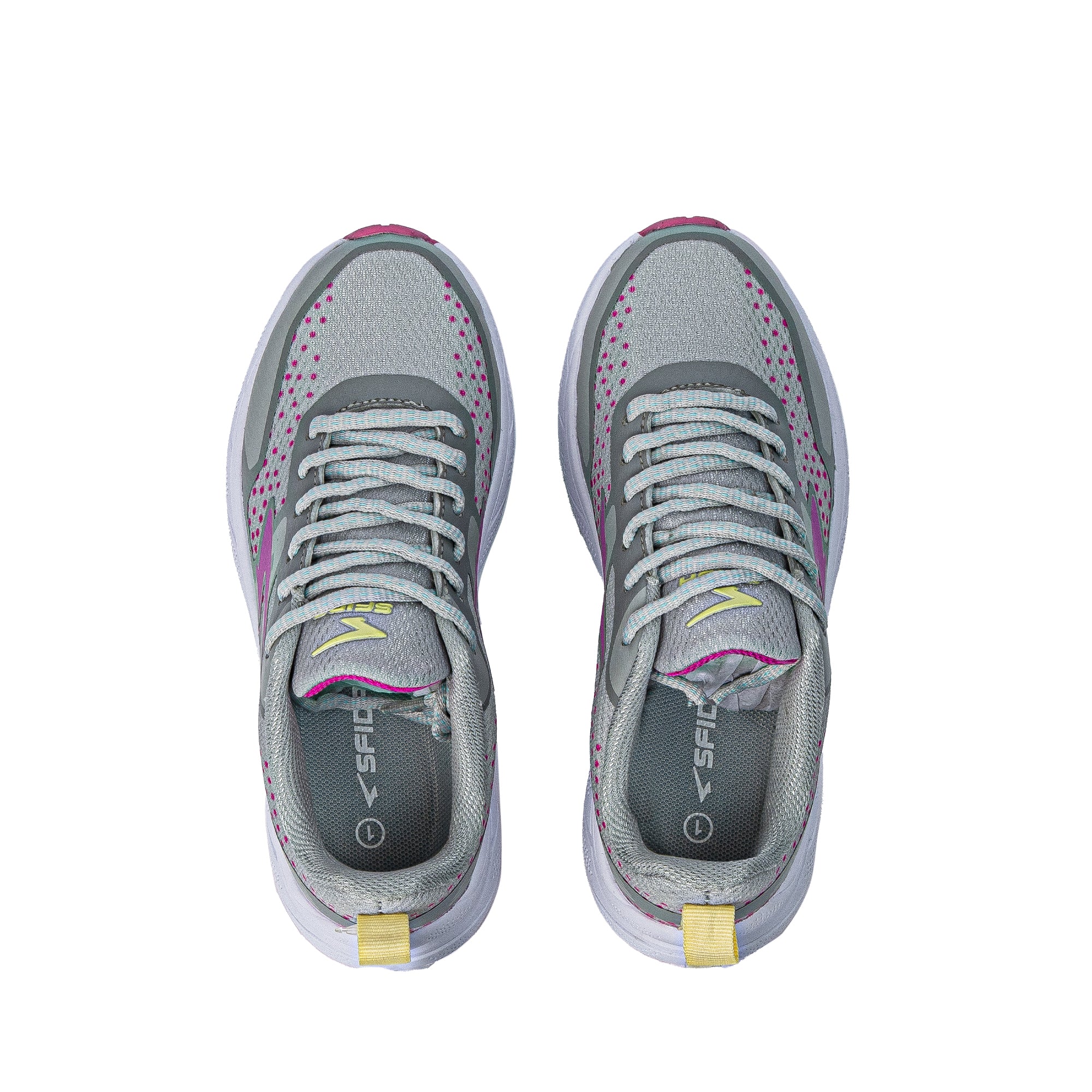 Vario Girls Lace Up Runners - Light Grey/Fuchsia