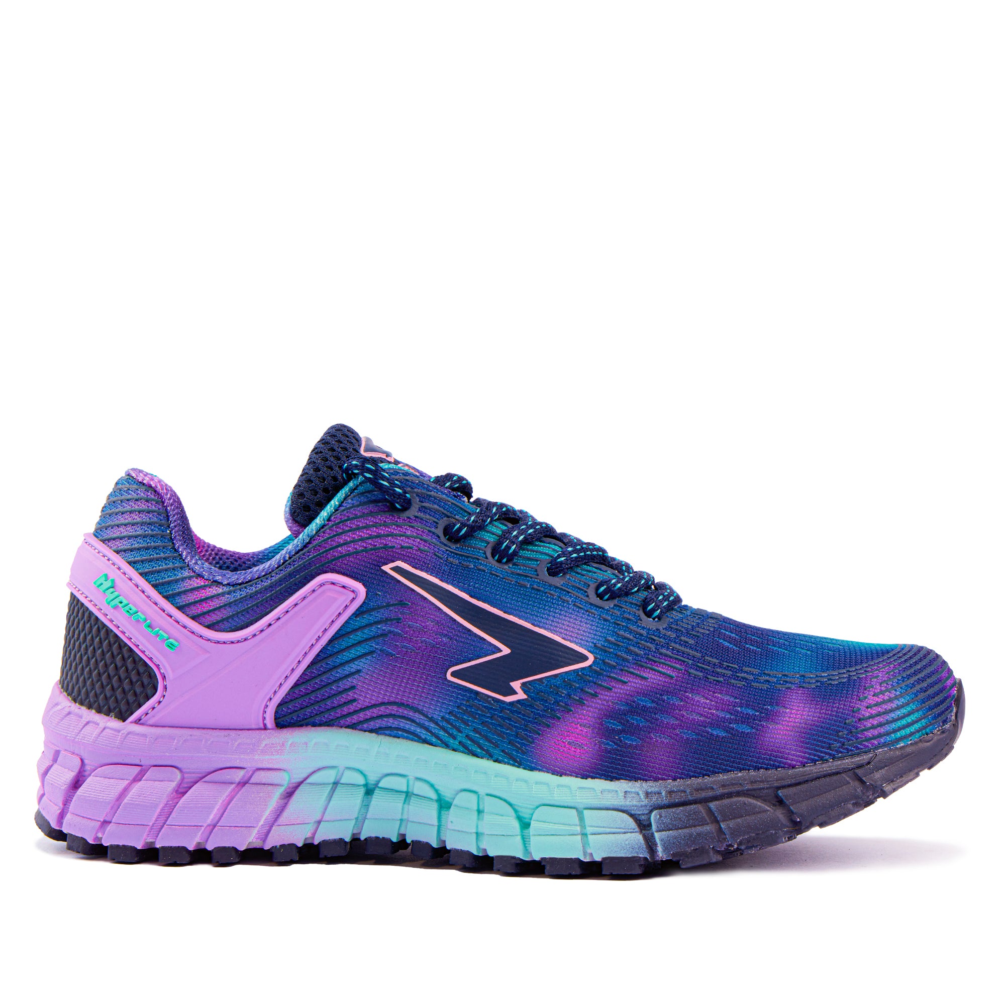 Vivid Multi Girls Lace Up Runner - Navy/Violet/Mint