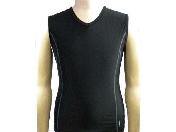 Compression Mens V Neck Top - Black