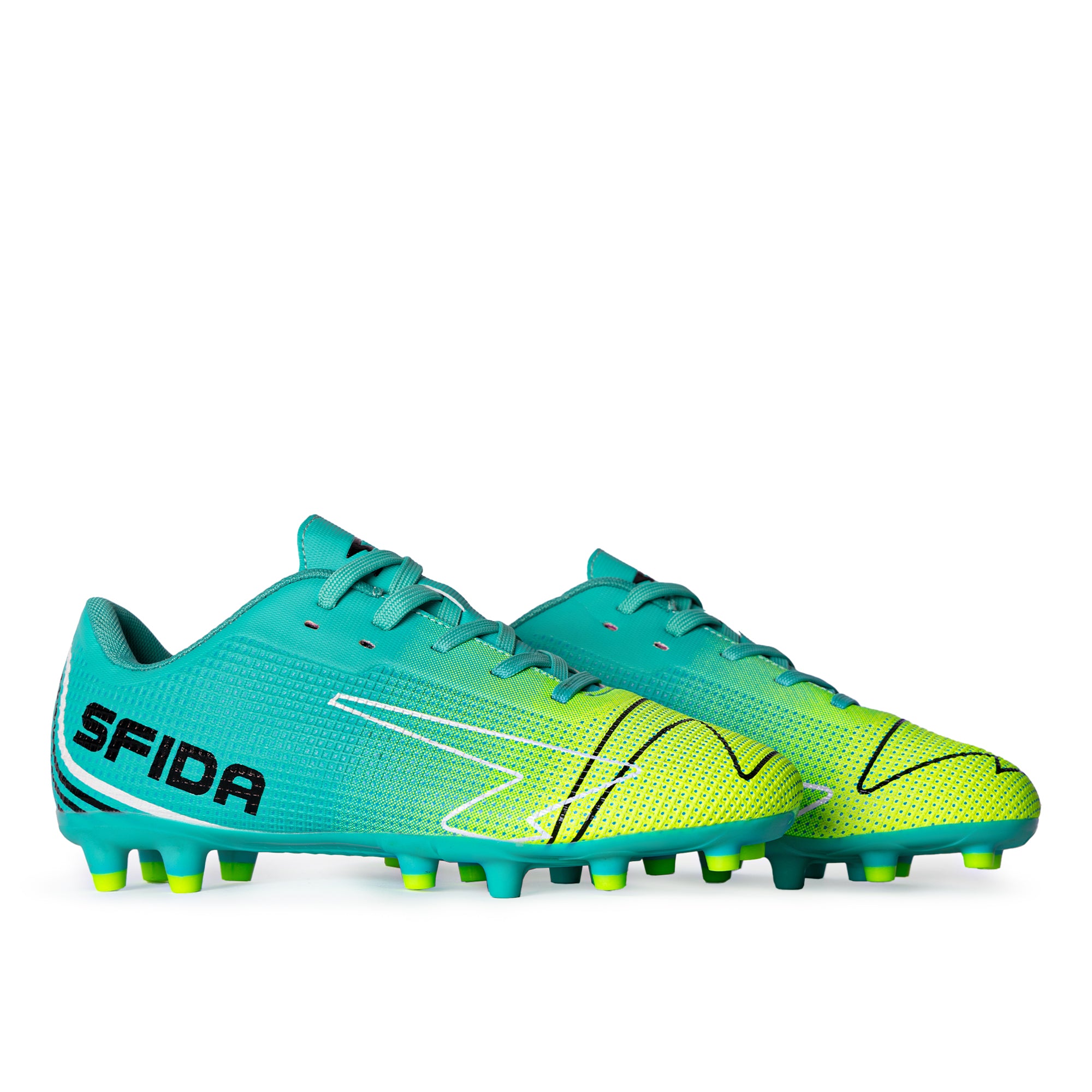 Conquer Kid's Football Boots - Aqua/Lime