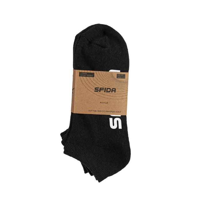 Kid's Sports Ankle Socks Black - 3 Pair Pack