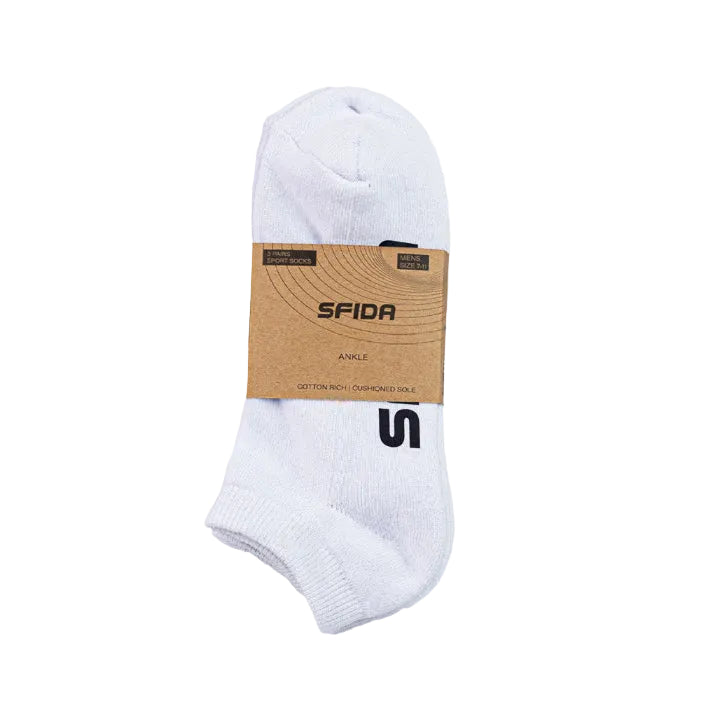Kid's Sports Ankle Socks White - 3 Pair Pack