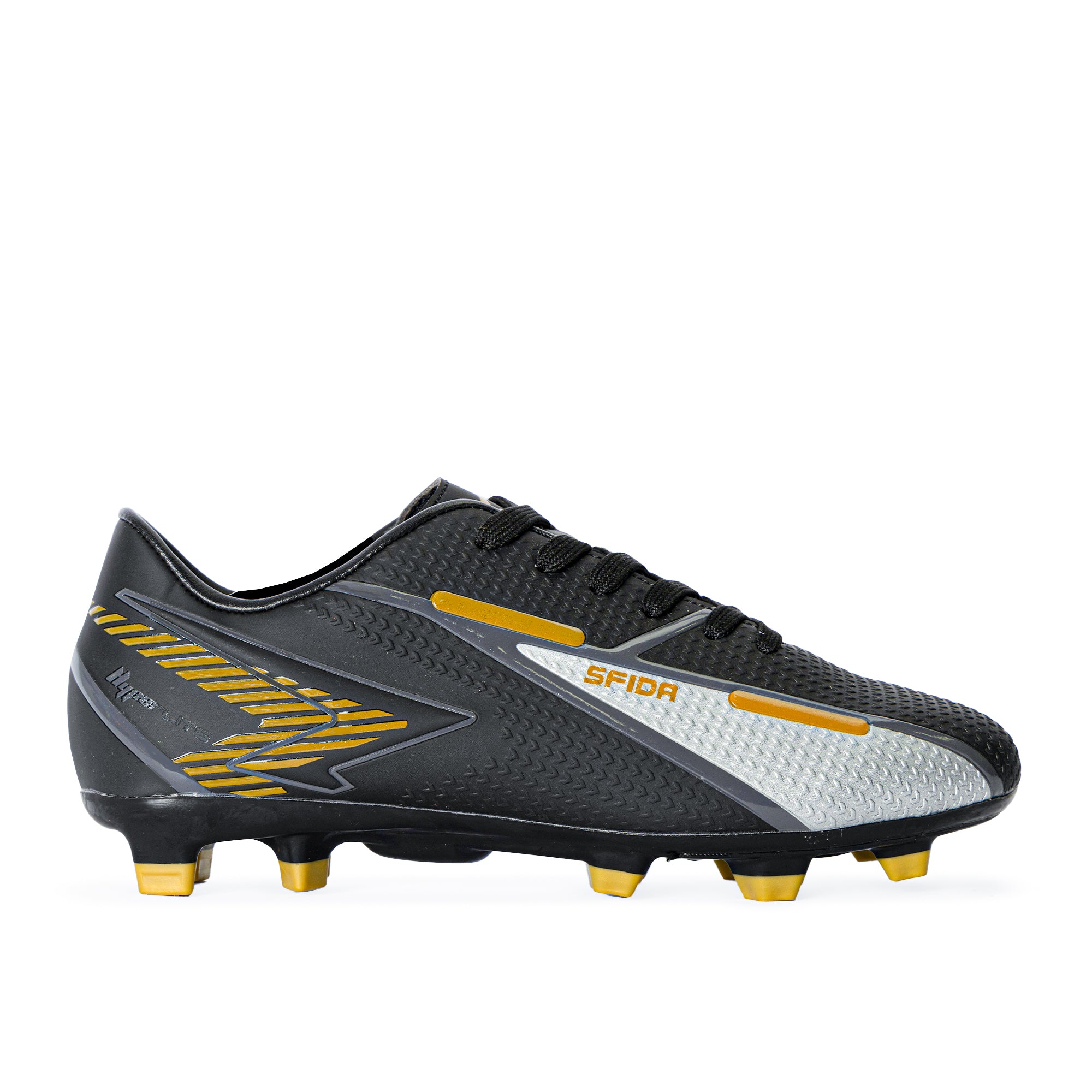 Strike Kid's Football Boots - Black/Gold Wide Fit